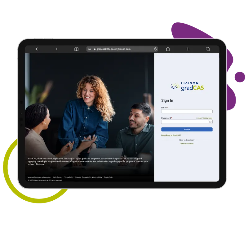 GradCAS Login Ipad