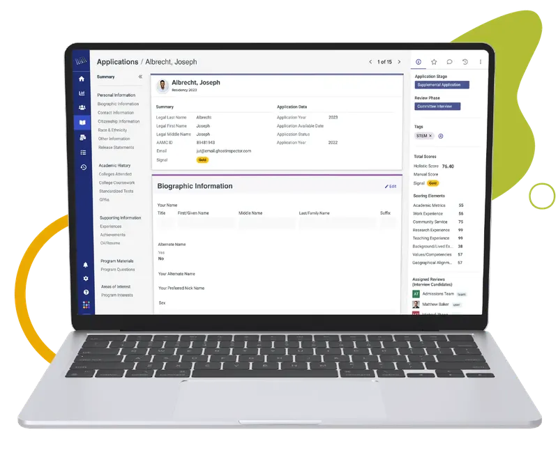 ResidencyCAS application portal displayed on laptop screen for medical residency program review and management.