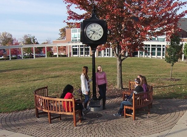 students on Defiance College campus